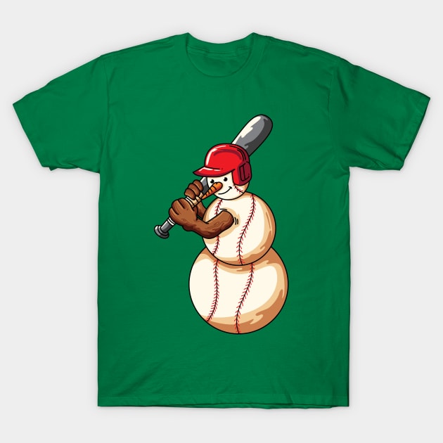 Christmas Baseball Snowman Baseball Lover T-Shirt by ghsp